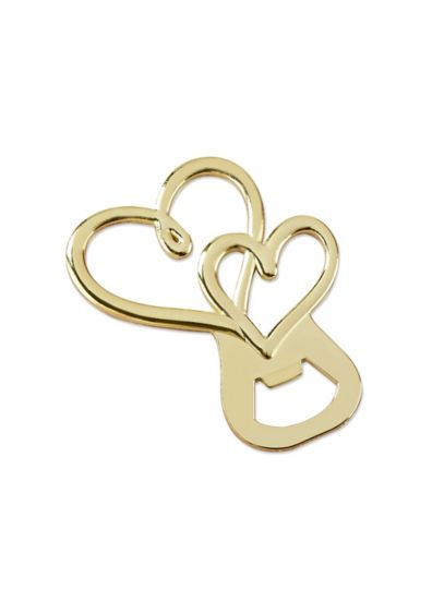Gold Double Heart Bottle Opener Set Of 12 David S Bridal