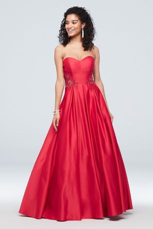 david's bridal red satin dress