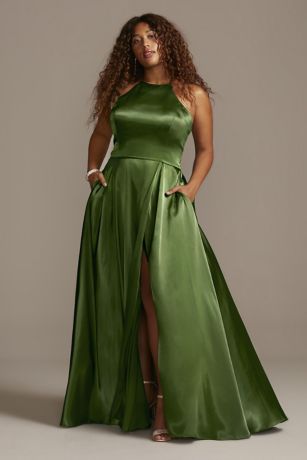 high neck satin