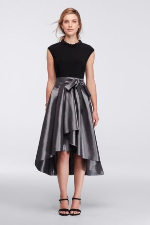 black and silver high low dress