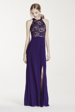 morgan and co lace and jersey gown