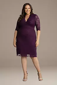 Kiyonna Scalloped Boudoir Lace Plus Size Cocktail Dress
