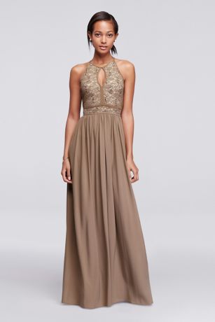 david's bridal taupe bridesmaid dress