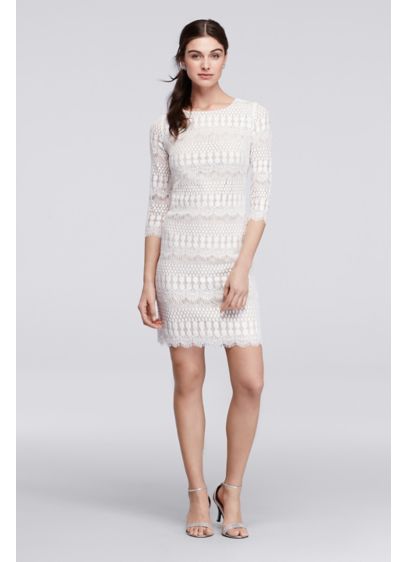 Short Sheath 3/4 Sleeves Cocktail and Party Dress - Ronni Nicole