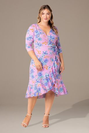 Picture of Printed Cascading Plus Size Wrap Dress