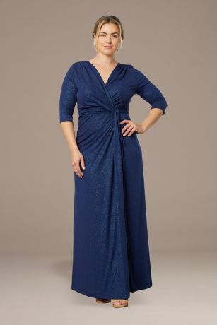 Picture of Plus Size Glitter Draped V-Neck A-Line Dress