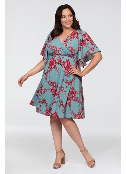 Short A-Line 3/4 Sleeves Cocktail and Party Dress - Kiyonna