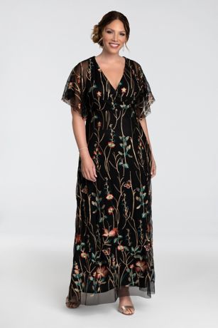floral embroidered evening gown