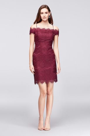 off the shoulder lace cocktail dress