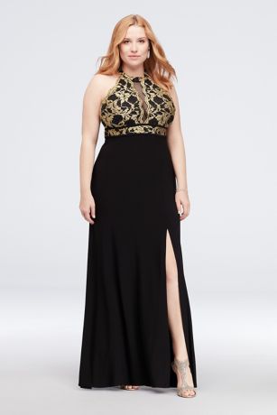 black and gold evening dress plus size