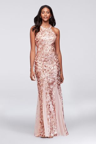rose gold halter dress