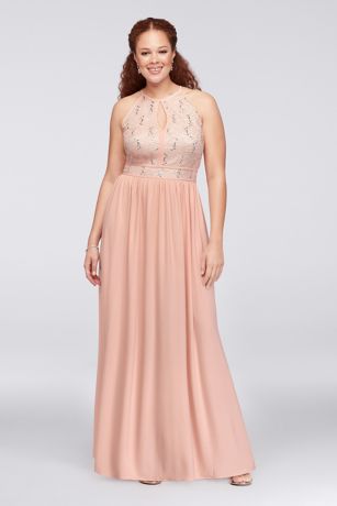 nightway lace keyhole halter gown