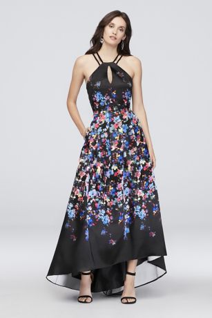 david's bridal black floral dress