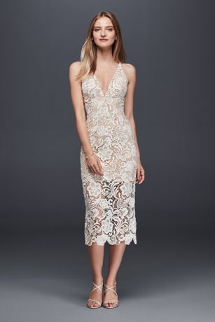 Illusion Lace Mid-Length Sheath Dress 