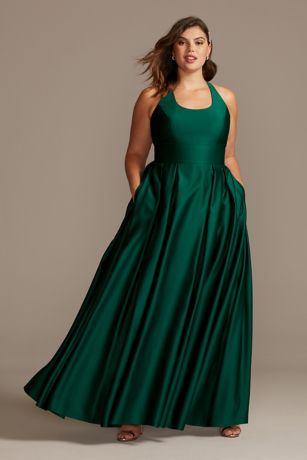 plus size green satin dress
