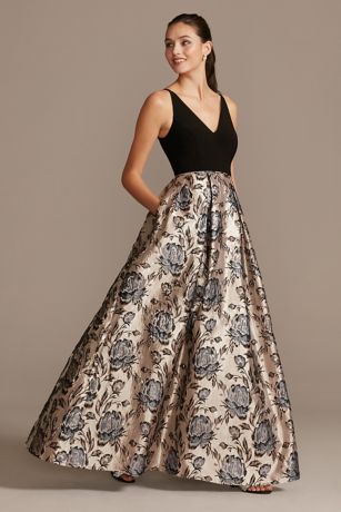 david's bridal black floral dress