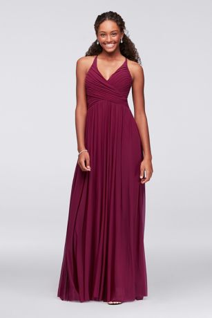 Picture of Pleated Mesh Gown with Illusion Back