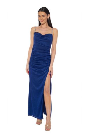Picture of Glitter Matte Jersey Long Dress with Slit