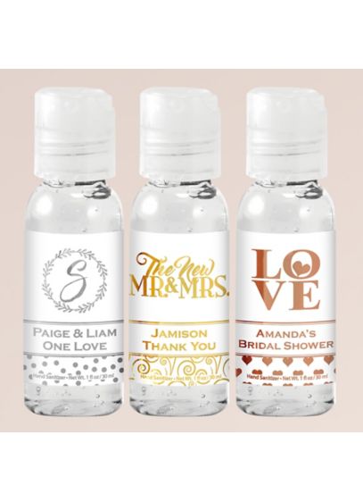 Personalized Metallic Foil Hand Sanitizer Favors - Wedding Gifts & Decorations
