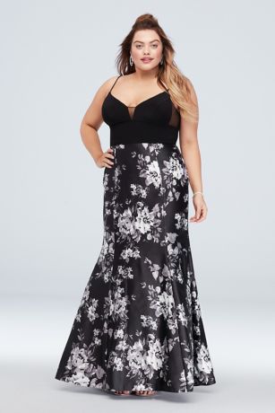 david's bridal black floral dress