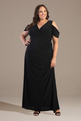 Picture of Plus Size Jersey Column Dress with Draped Sleeves