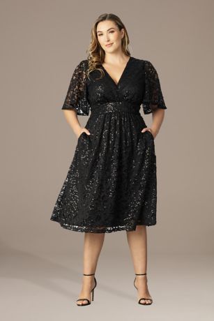 Picture of Plus Size Starry Sequin Lace Cocktail Dress