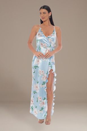 Picture of V-Neck Floral Print Ruffle Sheath Dress