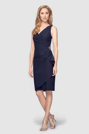Picture of Smoothing Knit Mock Wrap Cocktail Dress