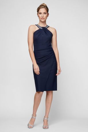 Picture of Short Ruched Halter Sheath Dress with Keyhole