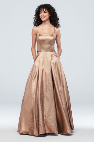 david's bridal gold prom dress