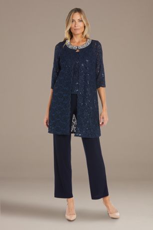Picture of Lace Pantsuit with Jeweled Neckline