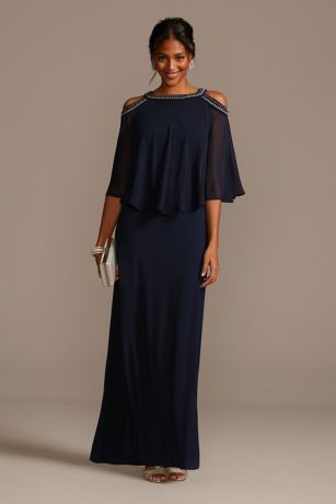 alex evenings cold shoulder gown