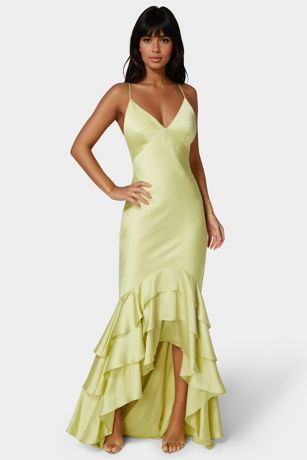 Picture of Satin Ruffle Hem Fit and Flare Dress