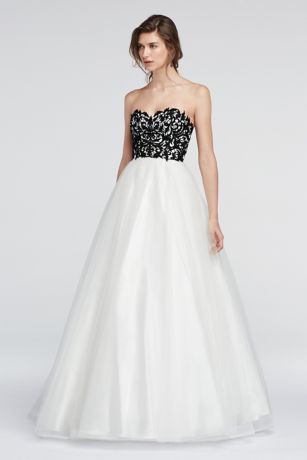david's bridal black and white dress