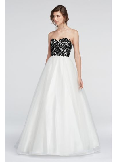 Strapless Lace Prom Dress  with Ball Gown  Skirt David s   Strapless Lace Prom Dress  with Ball Gown  Skirt David s