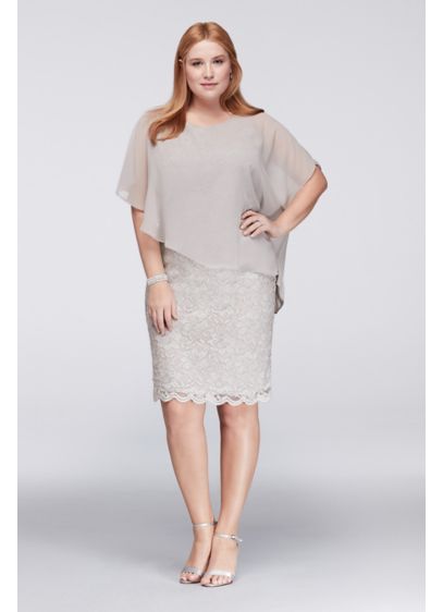 Short Sheath Capelet Cocktail and Party Dress - Ronni Nicole