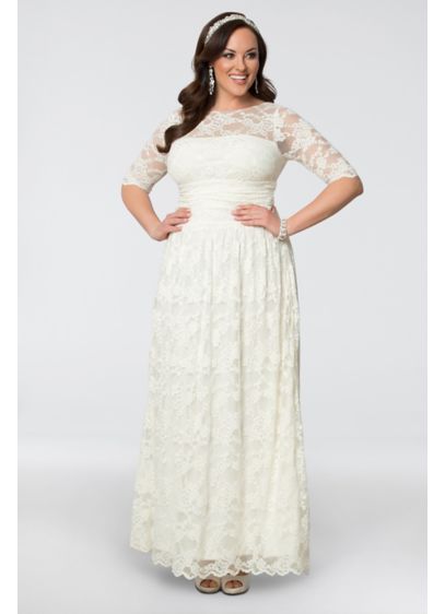 Lace Illusion Plus Size Wedding Gown | David's Bridal
