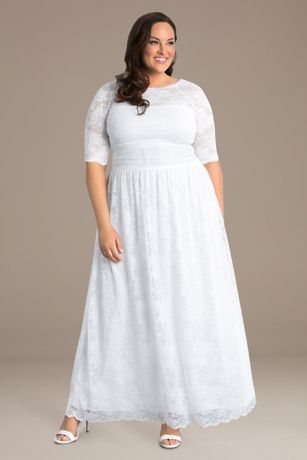 Picture of Lace Illusion Plus Size Wedding Gown