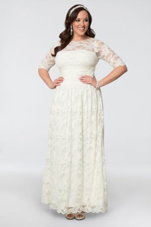 Plus Size Lace Illusion Wedding Gown 