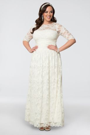 plus size ivory lace dress with sleeves