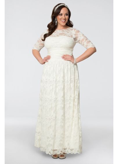 Plus Size Lace Illusion Wedding Gown David S Bridal