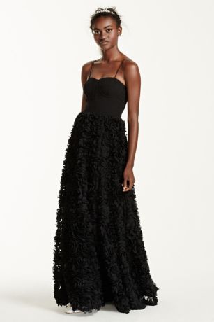 david's bridal black floral dress