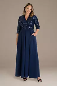 Kiyonna Paris Pleated Plus Size Sequin Gown