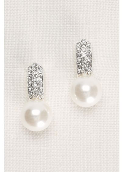 Pearl and Pave Crystal Earrings - Davids Bridal