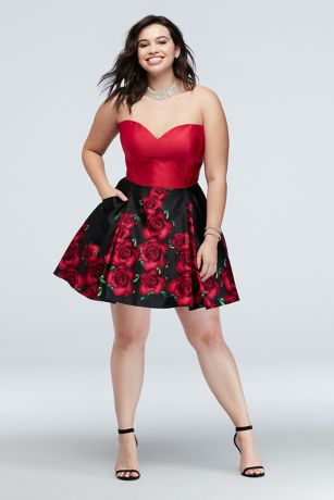 david's bridal red and black dress