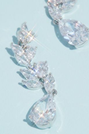 Picture of Laurel Leaf Cubic Zirconia Drop Earrings