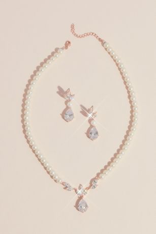 teardrop pearl necklace earring set