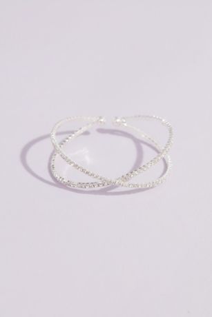 Picture of Crossing Pave Crystal Band Cuff Bracelet in Silver David's Bridal