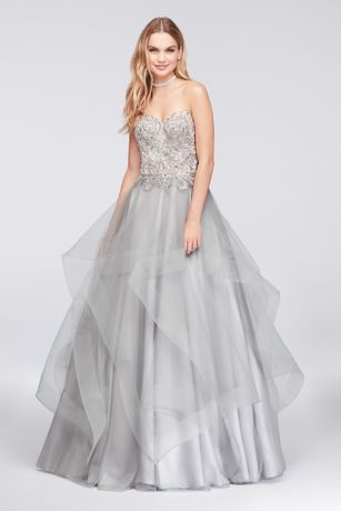 ball gown with ruffled skirt