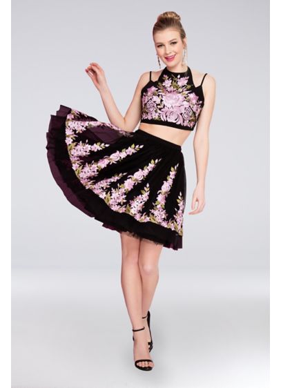 Embroidered Crop Top And Tulle Skirt Two Piece Set David S Bridal